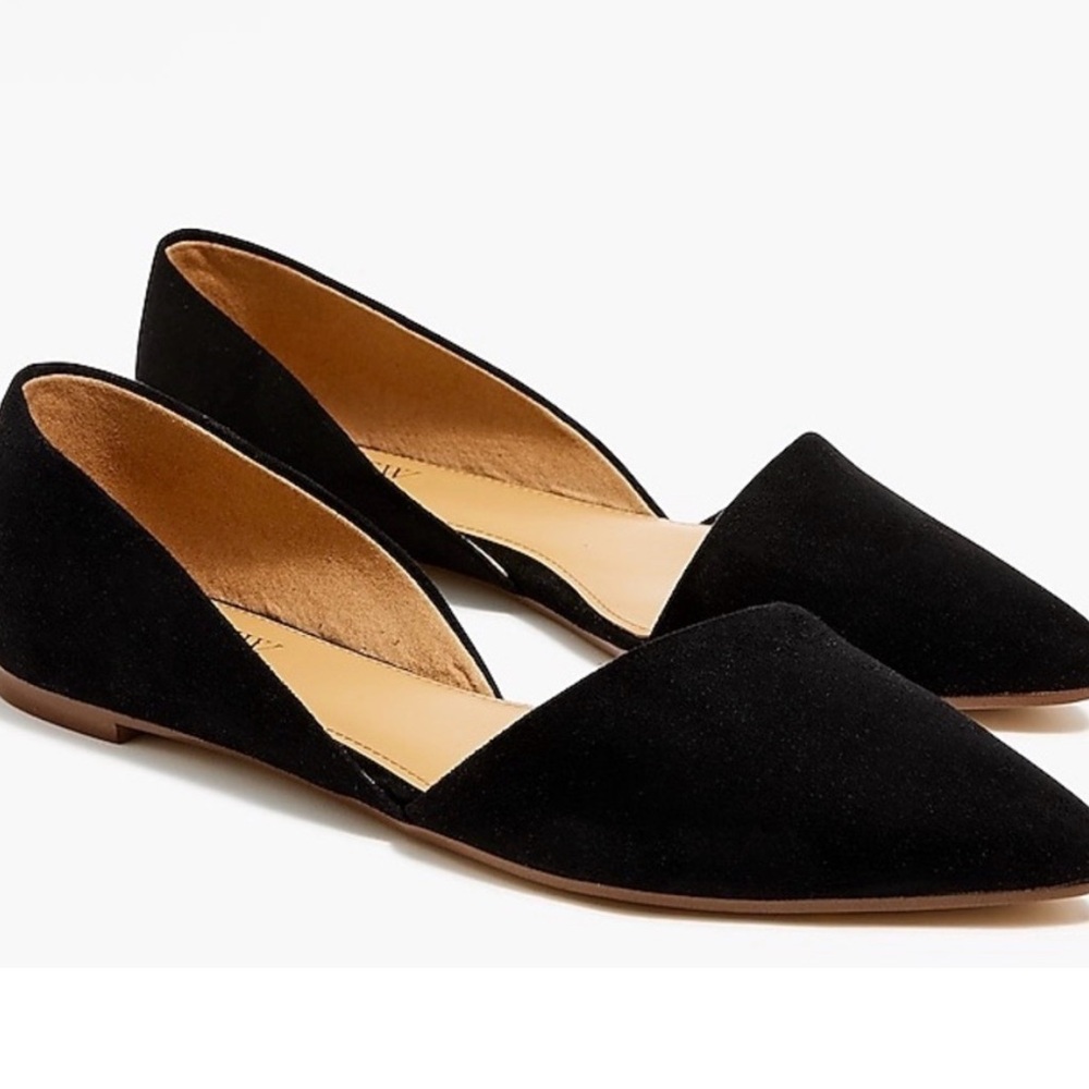 J. Crew Black Pointed D'Orsay Flats - Picture 1 of 8